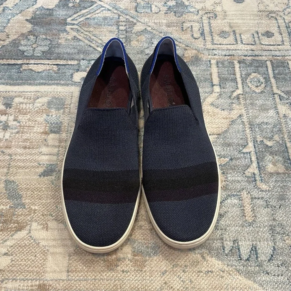 Rothy's Slip On Sneakers Night Stripe Womens US 10.5 Navy Sustainable Recycled - Picture 1 of 12